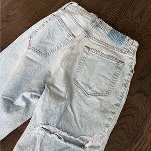 Abercrombie & Fitch Light Blue High Rise Jeans with rip under the back pocket